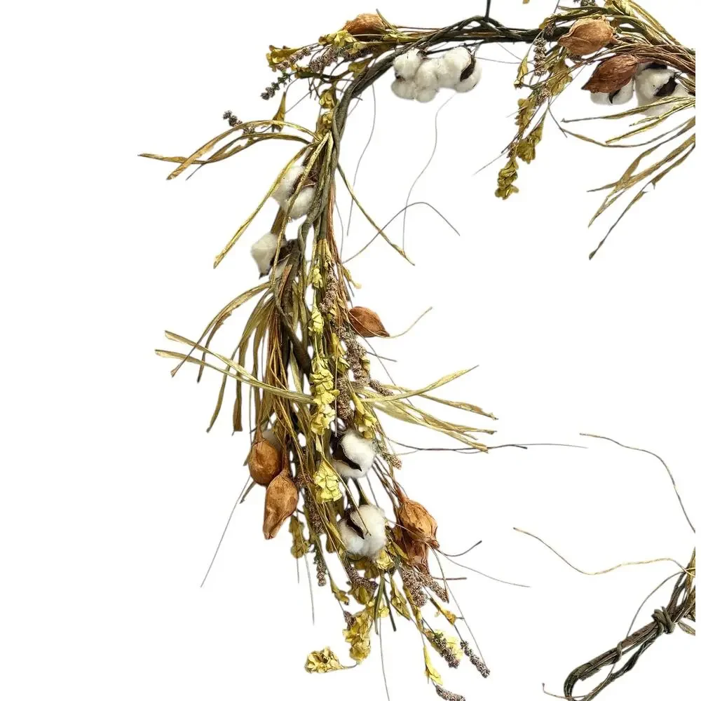 Rustic Cotton & Dried Grass Garland Farmhouse Country Decor 60